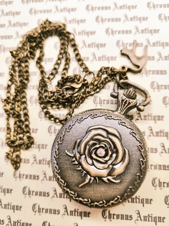 完売御礼】No.2 薔薇の懐中時計【電池式・ネックレスチェーン】 腕時計