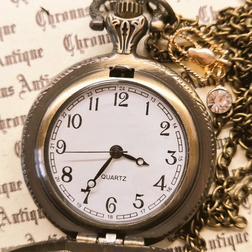 完売御礼】No.5 薔薇の懐中時計【電池式・ネックレスチェーン】 腕時計