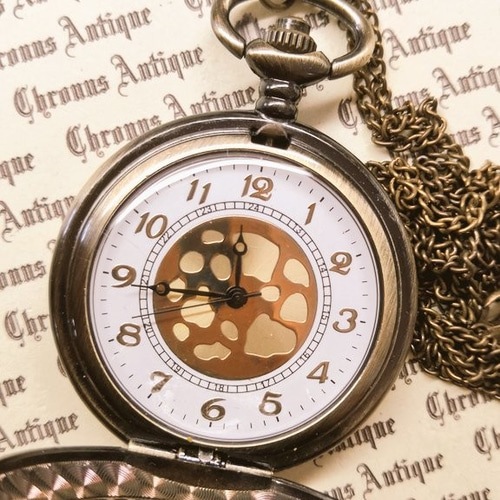 完売御礼】No.88 懐中時計 アラベスク【電池式・ネックレスチェーン