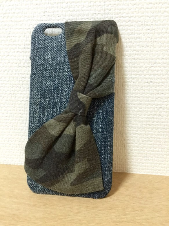 カモフラ×リボン☆iPhone6(s)/7 plusケース 1枚目の画像