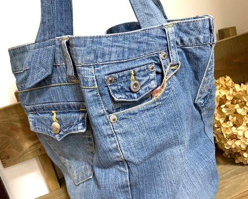 ♾専用♾ ふんわりトートバッグ▸︎▹︎デニムリメイク▸︎▹︎ハンドメイド ふんわりトートバッグ▸︎▹︎デニムリメイク▸︎▹︎ハンドメイド