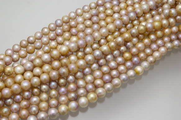 淡水パール　セミラウンド(丸型）　マーブル　8-9mm　AB級品　商品番号1508AB 3枚目の画像