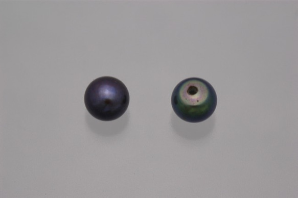 淡水パール　片穴ルース　ボタン型ポテト　ブルーブラック　6-7mm AA級品　商品番号5406AA 3枚目の画像