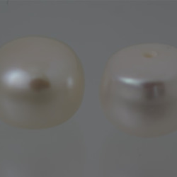 淡水パール　片穴ルース　ボタン型ポテト　白　9mm強 A級品　商品番号5109A 2枚目の画像