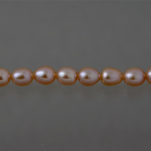 淡水パール ライス(細長い型) オレンジピンク 4.5〜5×5.5〜6mm