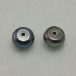 淡水パール　片穴ルース　ボタン型ポテト　ブルーブラック　8mm AA級品　商品番号5408AA 2枚目の画像