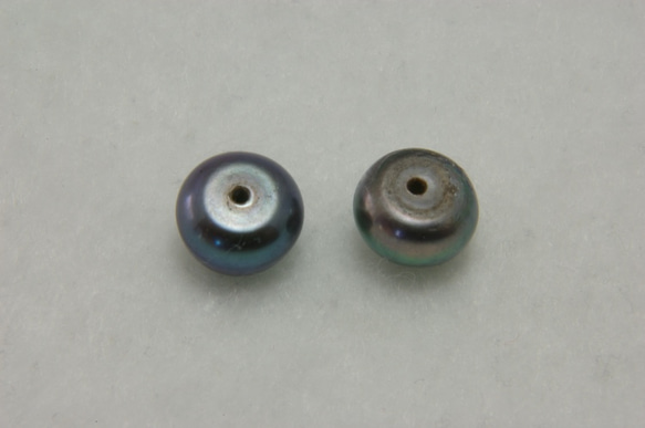 淡水パール　片穴ルース　ボタン型ポテト　ブルーブラック　8mm AA級品　商品番号5408AA 2枚目の画像