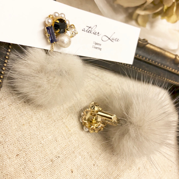 bijou mink fur earring 3枚目の画像