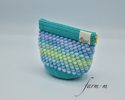 受注制作※ぽこぽこ丸底バネ口ポーチ（ミニサイズ） ポーチ farm-m 通販