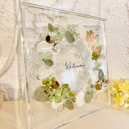 四角プレートミントカラー♡固まるハーバリウム