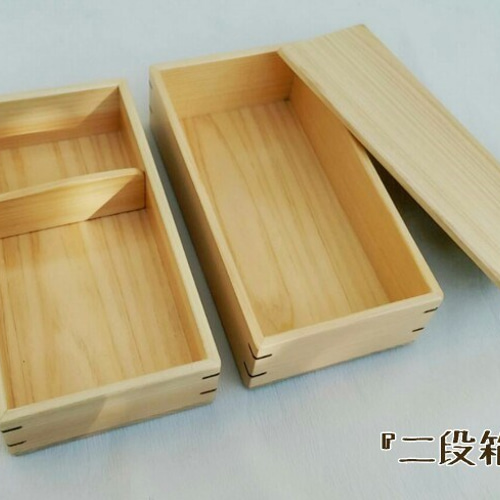 天然木餅箱2段セット(尺1-2段大60×33×7cm)美品元箱有り② 天然ひのきのお弁当箱(二段箱・中) 弁当箱・ランチボックス 大分