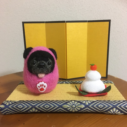 羊毛フェルト パグだるまちゃん 羊毛フェルト K.factory tom&willy