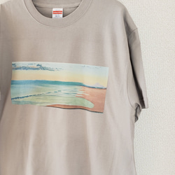 朝と海と富士Tシャツ グレー 1枚目の画像