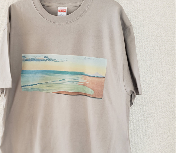 朝と海と富士Tシャツ グレー 1枚目の画像