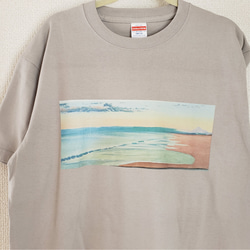 朝と海と富士Tシャツ グレー 2枚目の画像