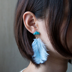 冬季鳥的耳環和房間裝飾[天藍色]穿孔耳環+裝飾 第3張的照片