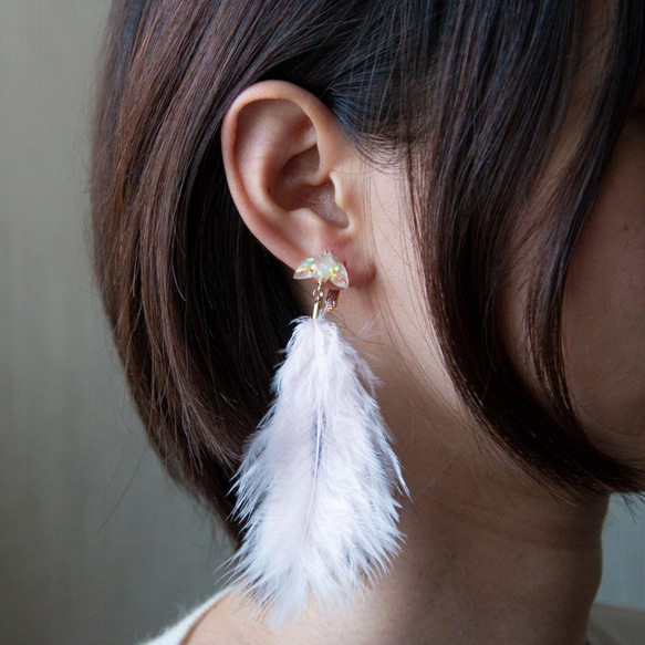 冬季鳥的耳環和房間裝飾[白色]穿孔耳環+裝飾 第3張的照片