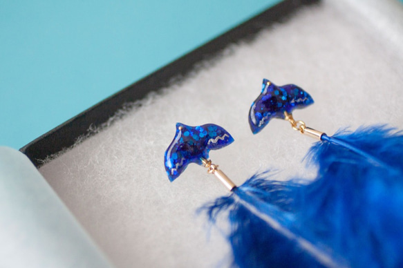 冬季鳥耳環[藍色]耳環或耳環 第3張的照片