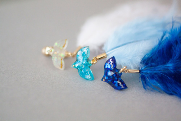 冬季鳥耳環[藍色]耳環或耳環 第6張的照片