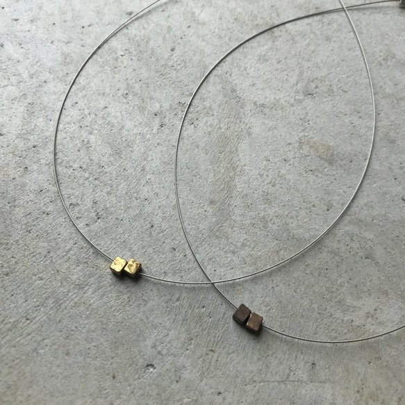 double cube necklace [brass] 4枚目の画像