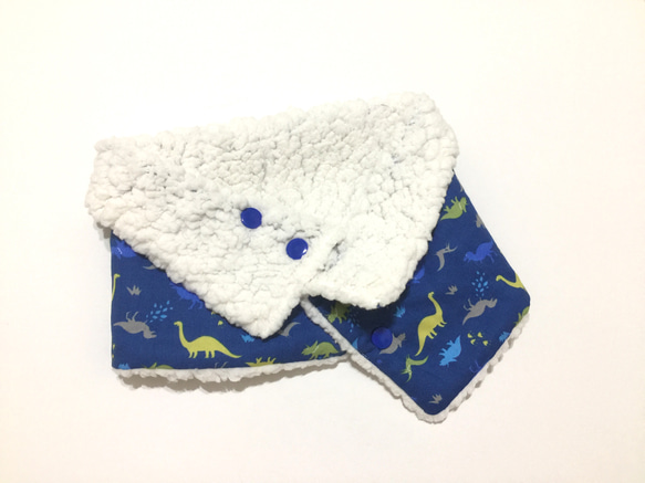 星森 - 短版 兒童圍巾 小恐龍（藍色） 第3張的照片
