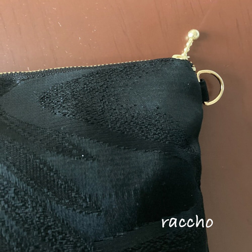 【時間指定不可】 kimono】帯リメイク らっちょ クラッチバッグ クラッチバッグ 喪 クラッチバッグ