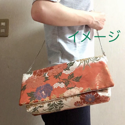 【kimono】帯リメイク 束ね熨斗 クラッチバッグ 8枚目の画像