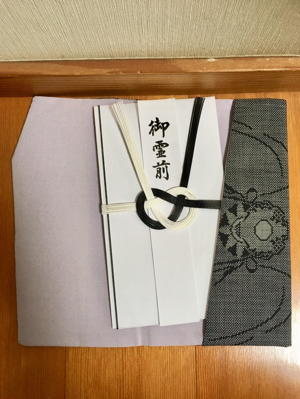 【kimono】着物リメイク 大島紬・流水に鼓 弔辞用セット 2枚目の画像