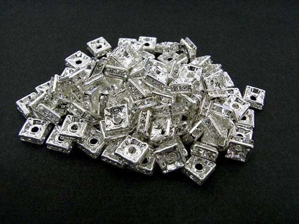 四角型 ラインストーン ロンデル 古代銀 7mm【約100個入り】6000170 2枚目の画像