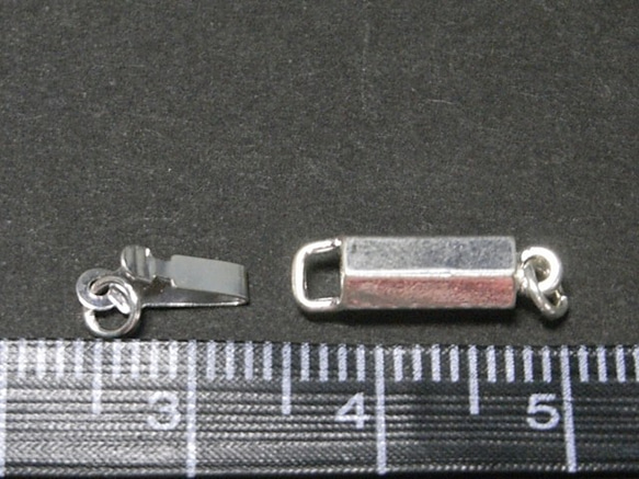 クラスプ 六角 差し込み式 古代銀 約16×5mm 【10個セット販売】6000559 3枚目の画像