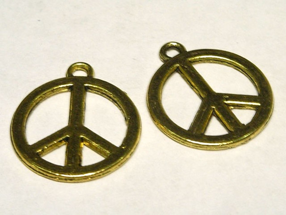 チャーム ピースマーク金古美 約24×20mm 【5個セット】6000751