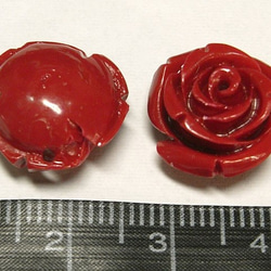 珊瑚（練り） 薔薇型パーツ レッド 約15×9mm【5個セット販売】6001268 3枚目の画像