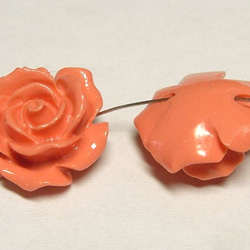 珊瑚（練り） 薔薇型パーツ ピンク 約16×9mm 【5個セット販売】6001274 2枚目の画像