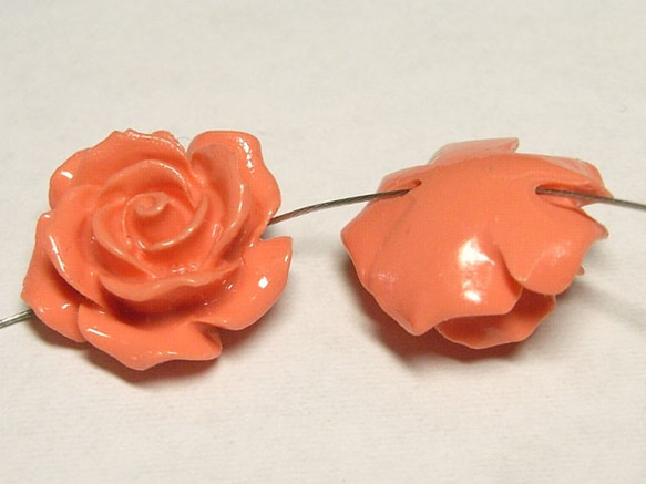 珊瑚（練り） 薔薇型パーツ ピンク 約16×9mm 【5個セット販売】6001274 2枚目の画像