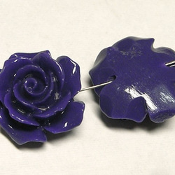 珊瑚（練り） 薔薇型パーツ パープル 約16×9mm 【5個セット販売】6001276 2枚目の画像