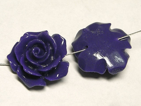 珊瑚（練り） 薔薇型パーツ パープル 約16×9mm 【5個セット販売】6001276 2枚目の画像