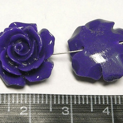 珊瑚（練り） 薔薇型パーツ パープル 約16×9mm 【5個セット販売】6001276 3枚目の画像
