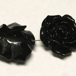 珊瑚（練り） 薔薇型パーツ ブラック 約16×9mm 【5個セット販売】6001278 2枚目の画像