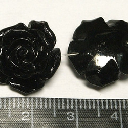 珊瑚（練り） 薔薇型パーツ ブラック 約16×9mm 【5個セット販売】6001278 3枚目の画像