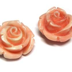 珊瑚（練り） 薔薇型パーツ ピンク 約12×9mm 【5個セット販売】6001323 3枚目の画像