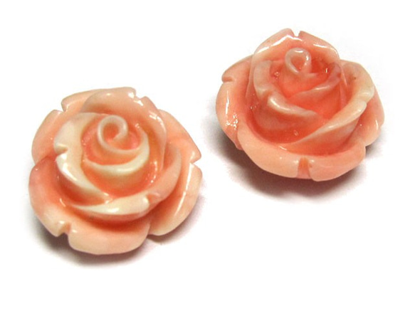 珊瑚（練り） 薔薇型パーツ ピンク 約12×9mm 【5個セット販売】6001323 3枚目の画像