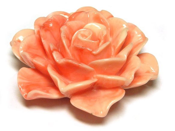 珊瑚（練り） 薔薇型パーツ ピンク 約49×18mm【1個販売】6001326 1枚目の画像
