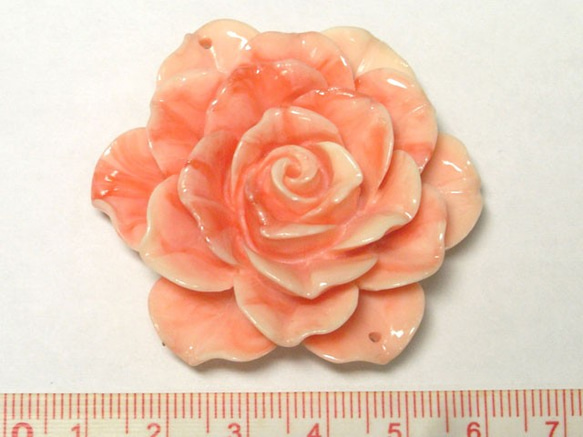珊瑚（練り） 薔薇型パーツ ピンク 約49×18mm【1個販売】6001326 2枚目の画像