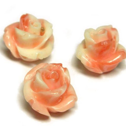珊瑚（練り） 薔薇型パーツ ピンク 約10mm【10個セット販売】6001385 1枚目の画像