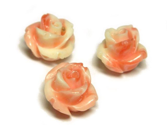 珊瑚（練り） 薔薇型パーツ ピンク 約10mm【10個セット販売】6001385 1枚目の画像