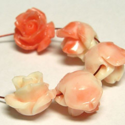 珊瑚（練り） 薔薇型パーツ ピンク 約10mm【10個セット販売】6001385 2枚目の画像