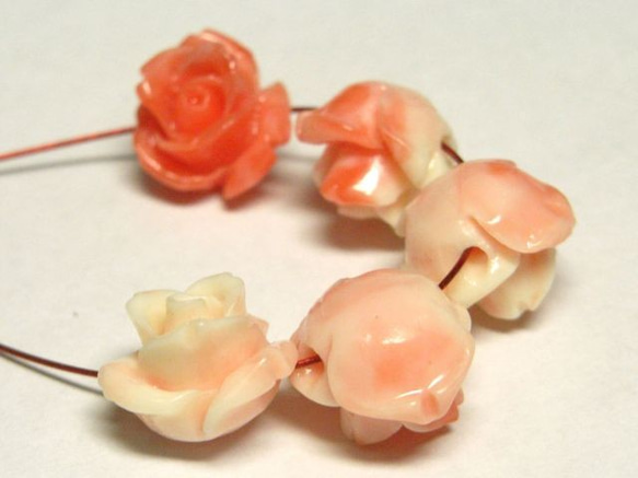 珊瑚（練り） 薔薇型パーツ ピンク 約10mm【10個セット販売】6001385 2枚目の画像