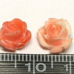 珊瑚（練り） 薔薇型パーツ ピンク 約10mm【10個セット販売】6001385 3枚目の画像