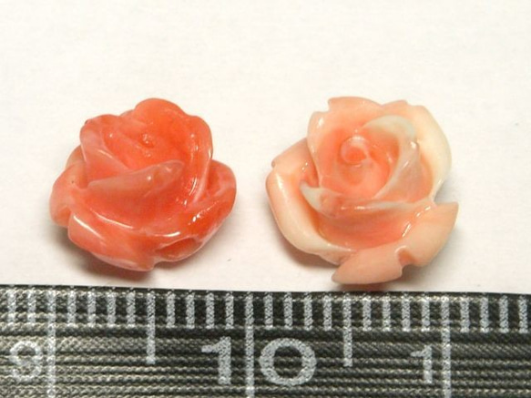 珊瑚（練り） 薔薇型パーツ ピンク 約10mm【10個セット販売】6001385 3枚目の画像