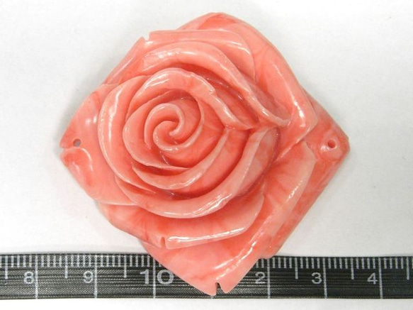 珊瑚（練り） 薔薇型パーツ ピンク 約50×21mm 【1個販売】6001387 2枚目の画像